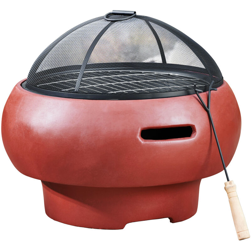 foto del prodotto teamson home giardino piccolo, braciere rotondo a legna, camino o stufa a legna, mobili da esterno, bruciatore a legna con attizzatoio , griglia e