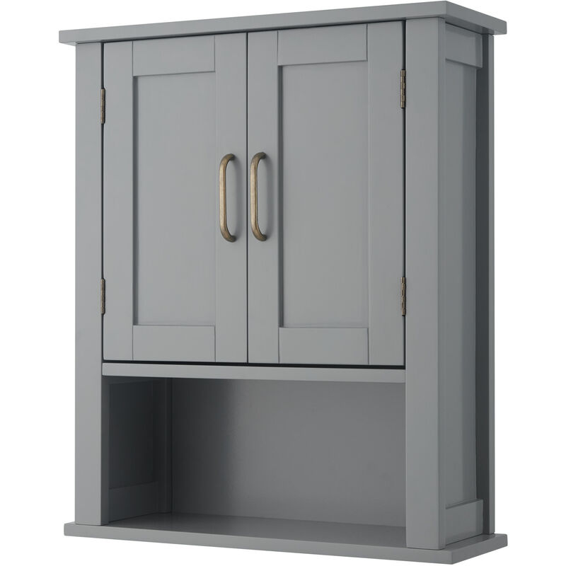 foto del prodotto teamson home mercer mobili da bagno in legno da parete armadietto per medicinali con ripiano aperto grigio ehf f0019