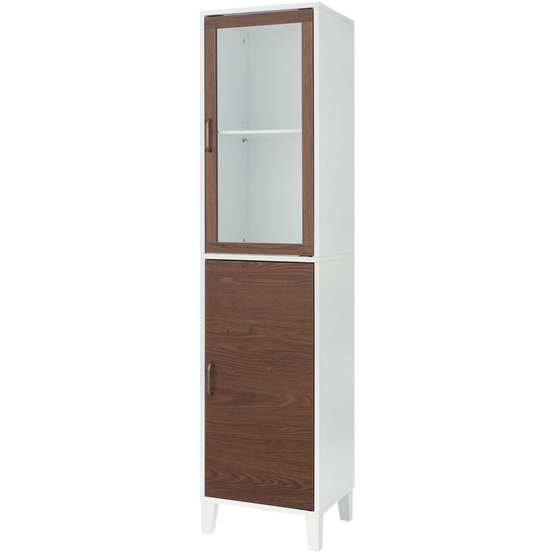 foto del prodotto teamson home tyler tyler legno lince tower torre abbassino 33 cm x 38,2 cm x 160 cm porta di vetro a 2 toni bianco marrone ehf f0009