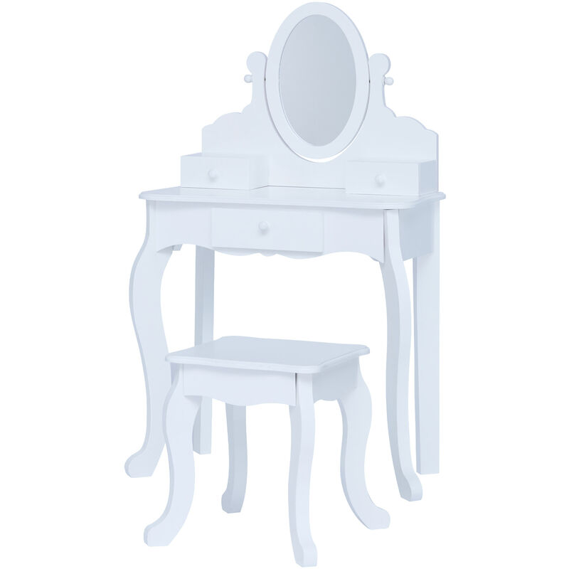 foto del prodotto teamson kids fantasy fields di teamson rapunzel set da toeletta per bambini con specchio, cassetti e sedia sgabello per bambini bianco td 12851b