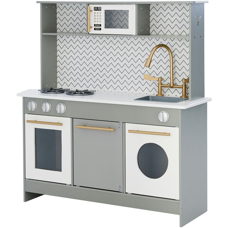 foto del prodotto teamson kids gris cucina per bambini legno gioco giocattolo imitazione td 12681a