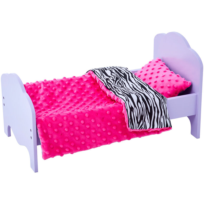 foto del prodotto teamson kids letto singolo little princess bambole 45 cm viola trapunta zebra td 11929 1h