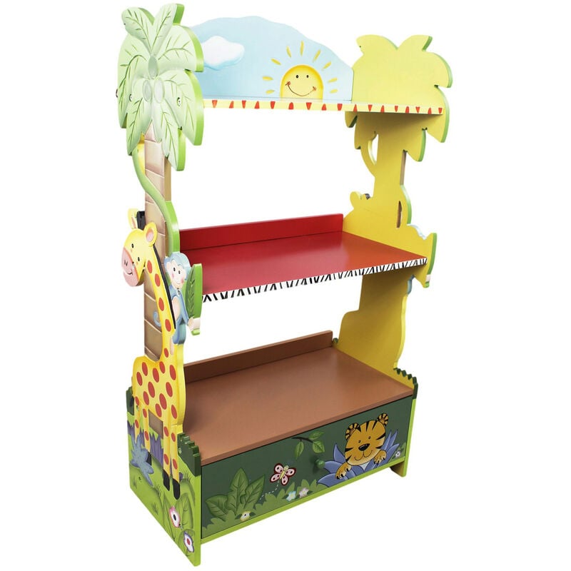 foto del prodotto teamson kids libreria per bambini scaffale legno cassapanca sunny safari fantasyfields w 8268a