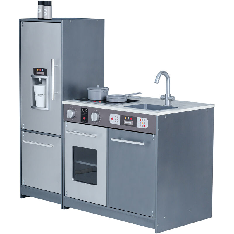 foto del prodotto teamson kids milano cucina per bambini in legno e 10 accessori grigio td 13397b