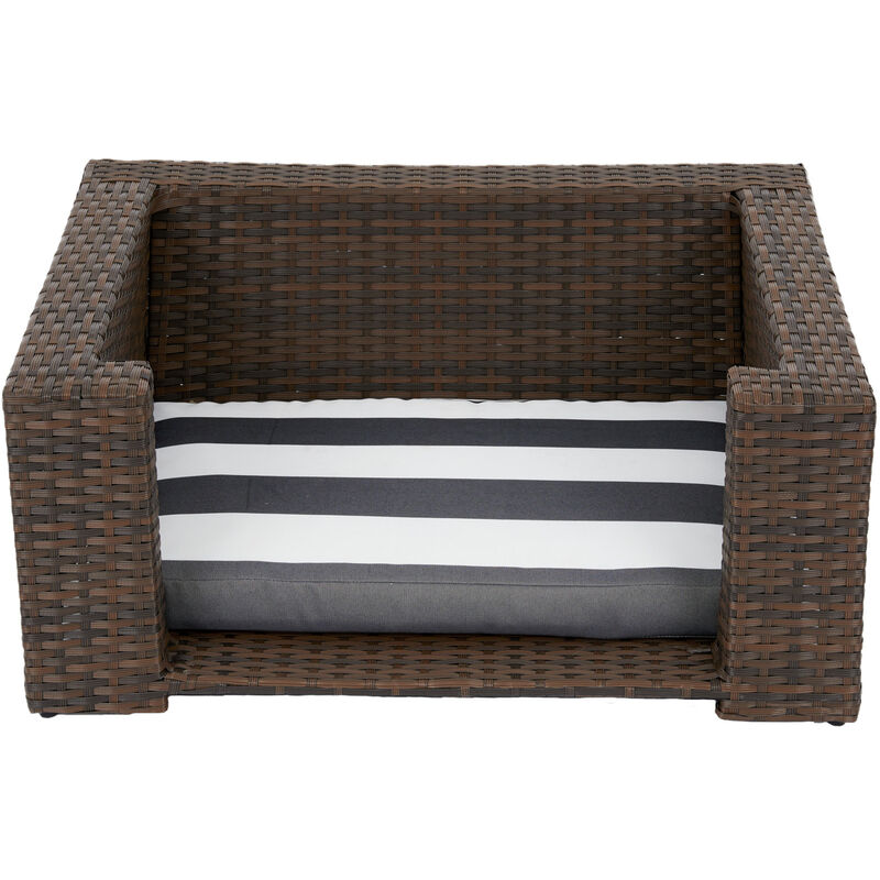 foto del prodotto teamson pets clotho interno esterno rattan lettino per gatti o cani di piccola taglia con cuscino lavabile rimovibile marrone crema st n10005 uk