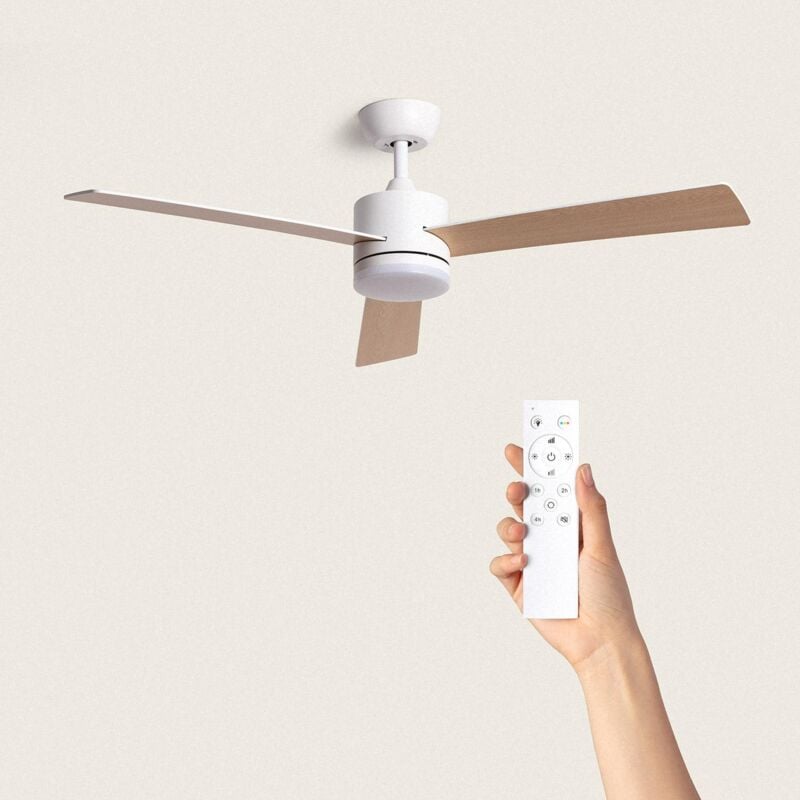 foto del prodotto techbrey bianco legno chiaro con luce controller a parete telecomando no