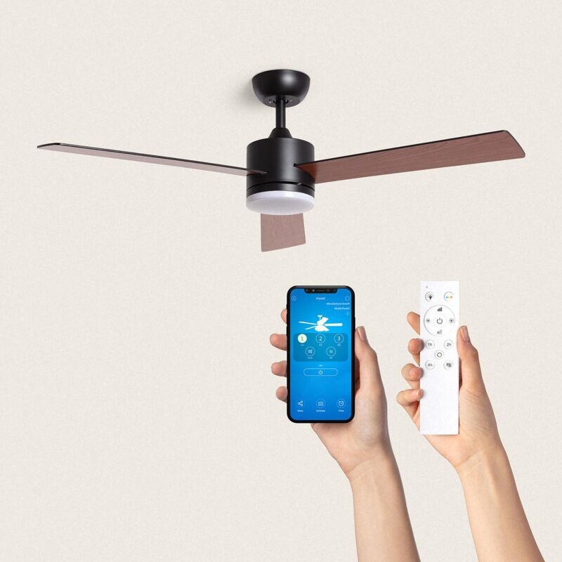 foto del prodotto techbrey nero legno scuro con luce controller a parete telecomando s 