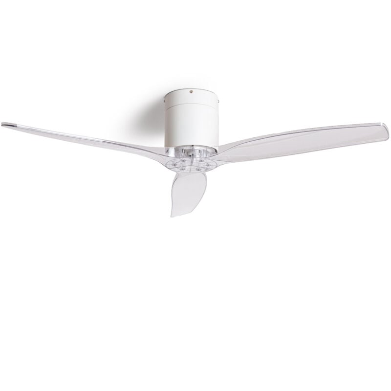 foto del prodotto techbrey ventilatore da soffitto silenzioso angistri bianco 132cm motore dc, colore lama trasparente, telecomando, senza luce, wifi false