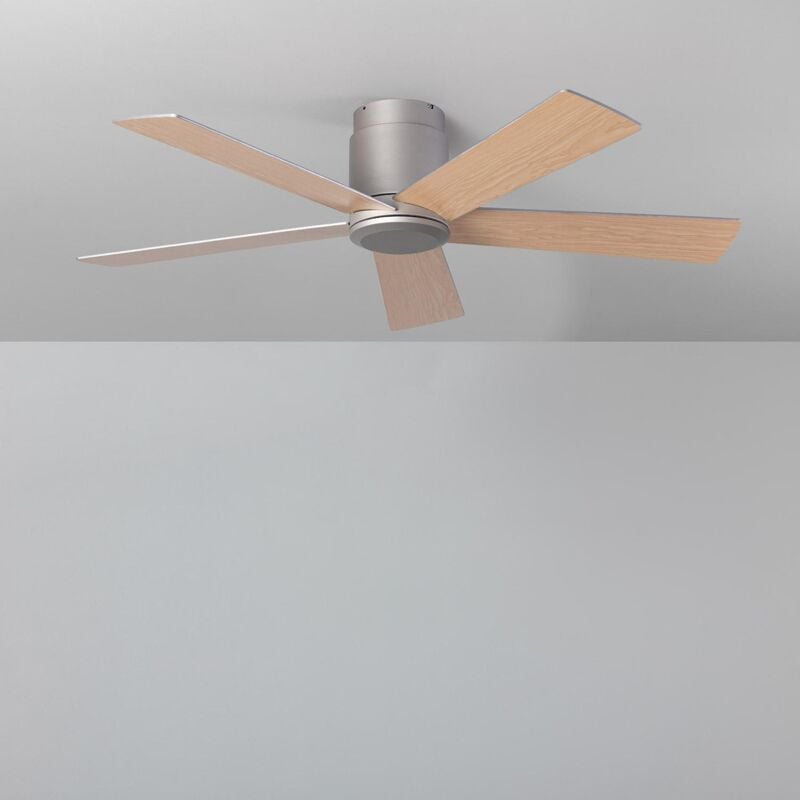 foto del prodotto techbrey ventilatore da soffitto silenzioso flatiron 132cm motore dc per esterni, legno chiaro, telecomando, senza luce