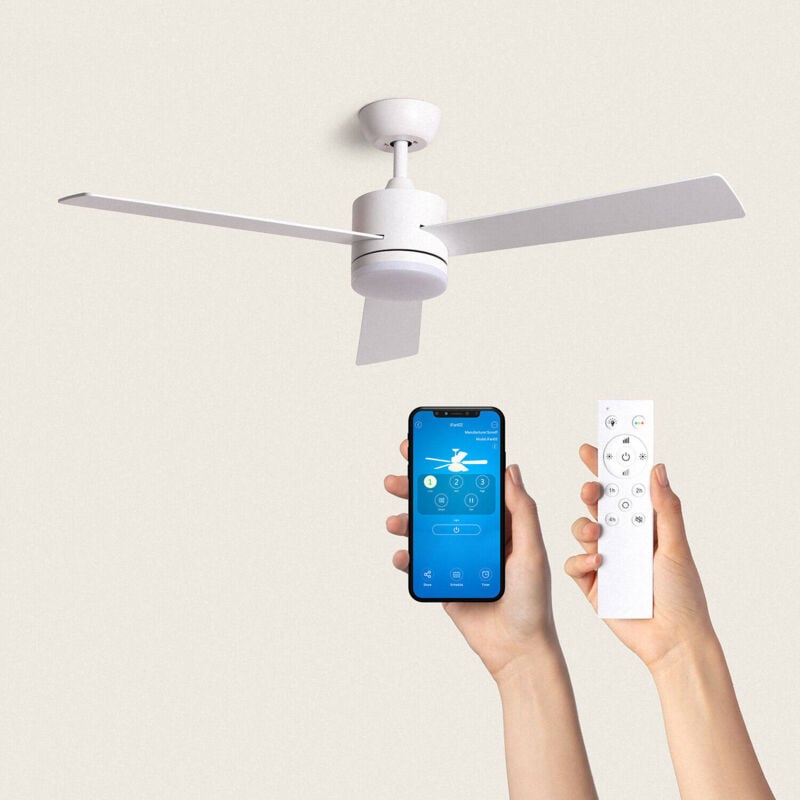 foto del prodotto techbrey ventilatore da soffitto silenzioso fleves 132cm motore dc, colore lama bianco, telecomando, con luce, wifi true