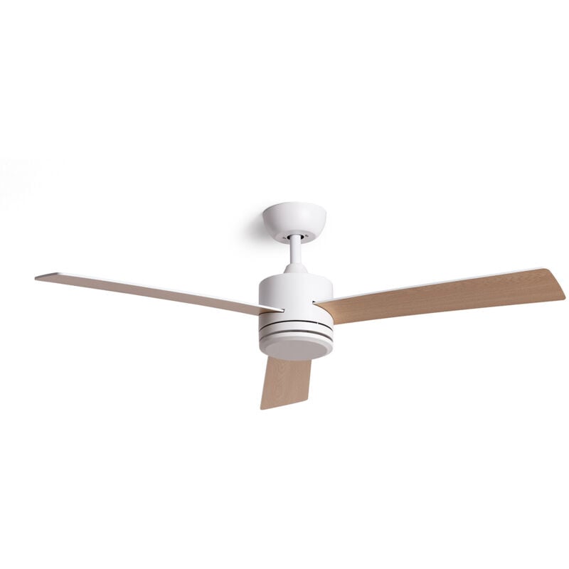 foto del prodotto techbrey ventilatore da soffitto silenzioso fleves 132cm motore dc, colore lama legno chiaro, telecomando, senza luce, wifi false