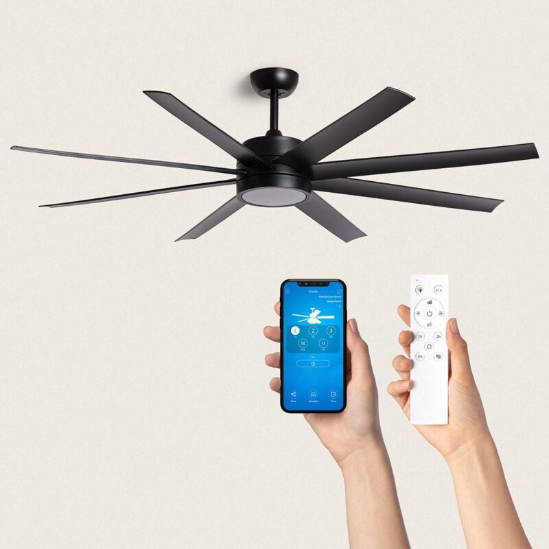 foto del prodotto techbrey ventilatore da soffitto silenzioso hidra nero 157cm motore dc, , telecomando, con luce, wifi true