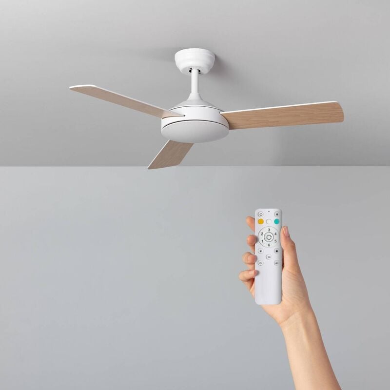 foto del prodotto techbrey ventilatore da soffitto silenzioso navy 107cm motore dc per esterni legno chiaro senza luce telecomando