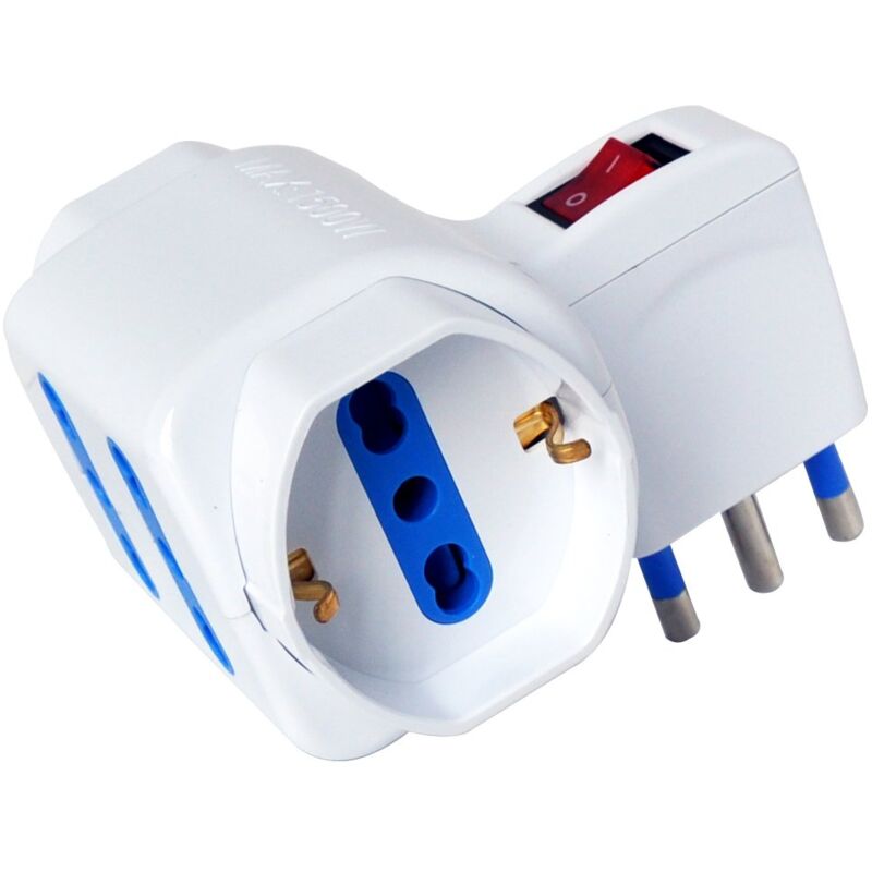 foto del prodotto techly 103090 adattatore con spina 16a e prese 2 italiane 2 schuko bianco