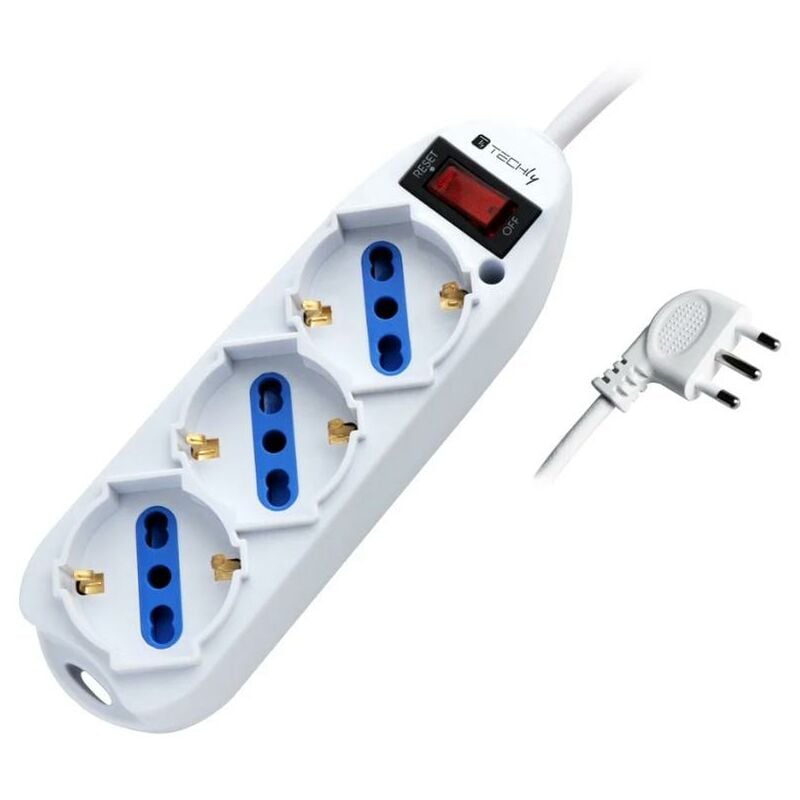 foto del prodotto techly multipresa 3 posti ic intracom 10a 2p t lunghezza 1.5m bianco 103021