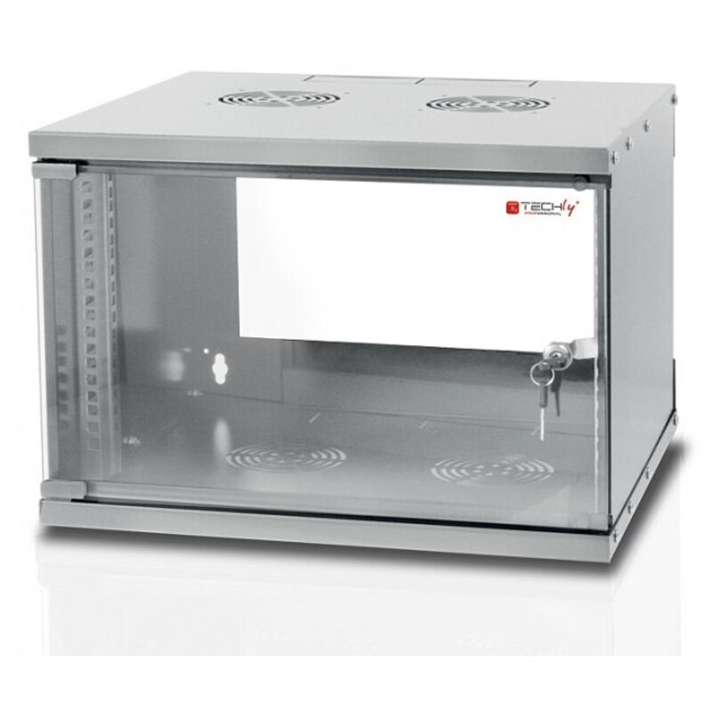 foto del prodotto techly professional - armadio rack 19'' a muro 9u prof. 450 grigio assemblato