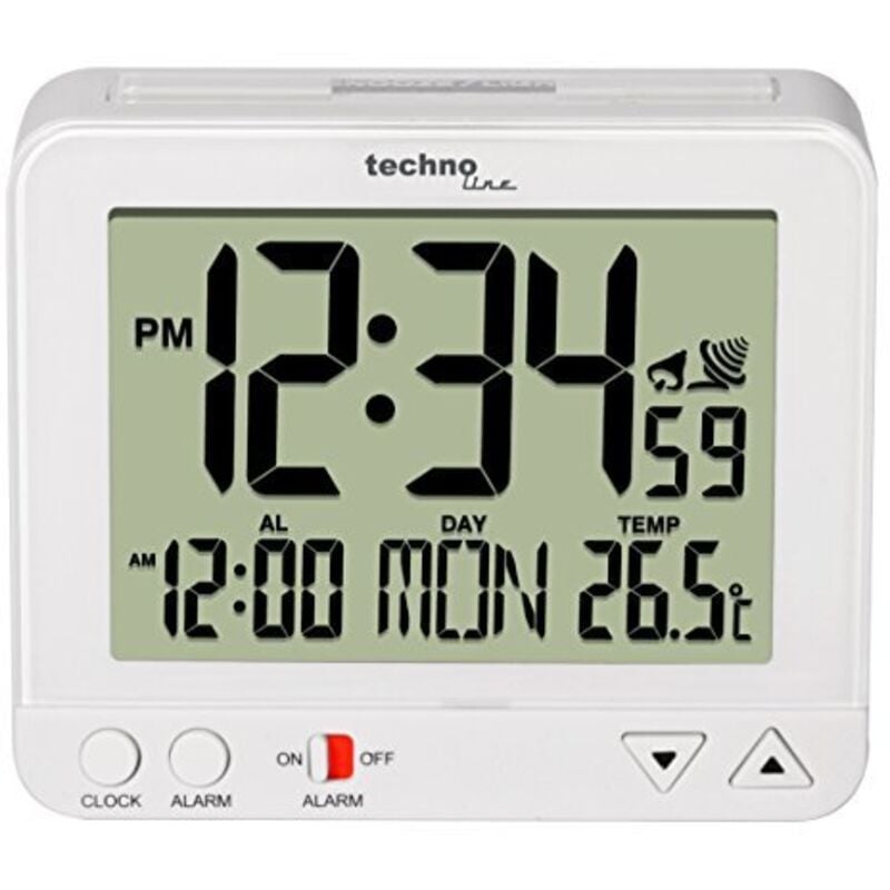 foto del prodotto techno line wt 195 white radiocontrollato sveglia bianco tempi di allarme 1 display grande