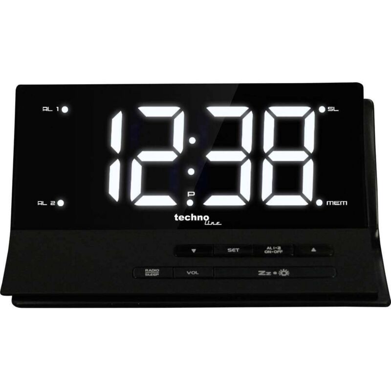 foto del prodotto techno line wt 482 radiocontrollato sveglia nero tempi di allarme 2 timer 2 tempi