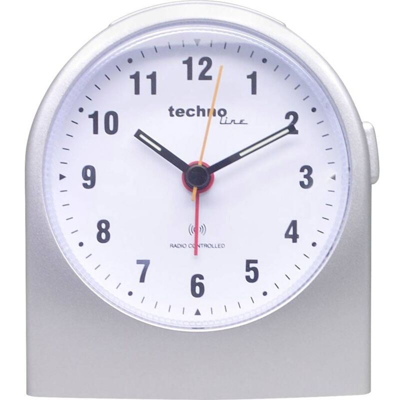 foto del prodotto techno line wt 753 radiocontrollato sveglia argento tempi di allarme 1 fluorescente lancetta timer 1 tempo