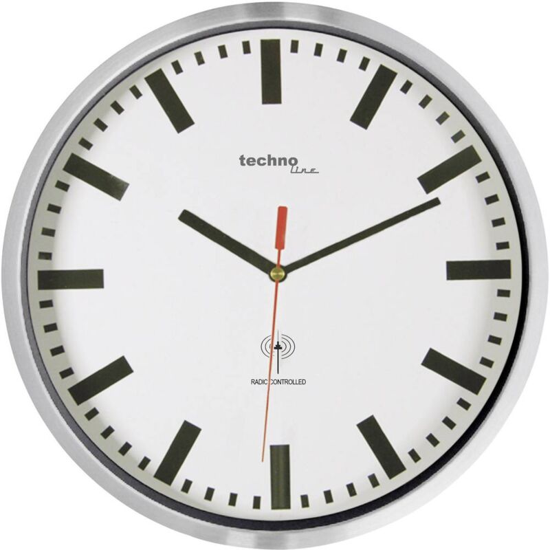 foto del prodotto techno line wt8990 radiocontrollato orologio da parete 30 cm x 5 cm argento metallizzato 
