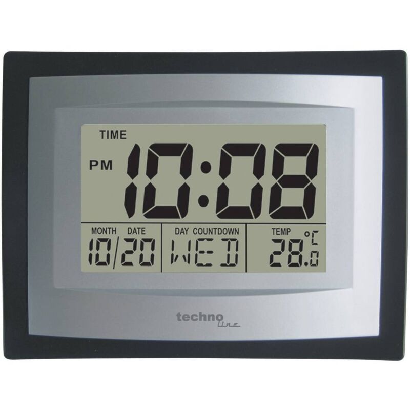 foto del prodotto technoline techno line ws 8004 quarzo orologio da parete 220 mm x 170 mm x 35 mm argento, nero