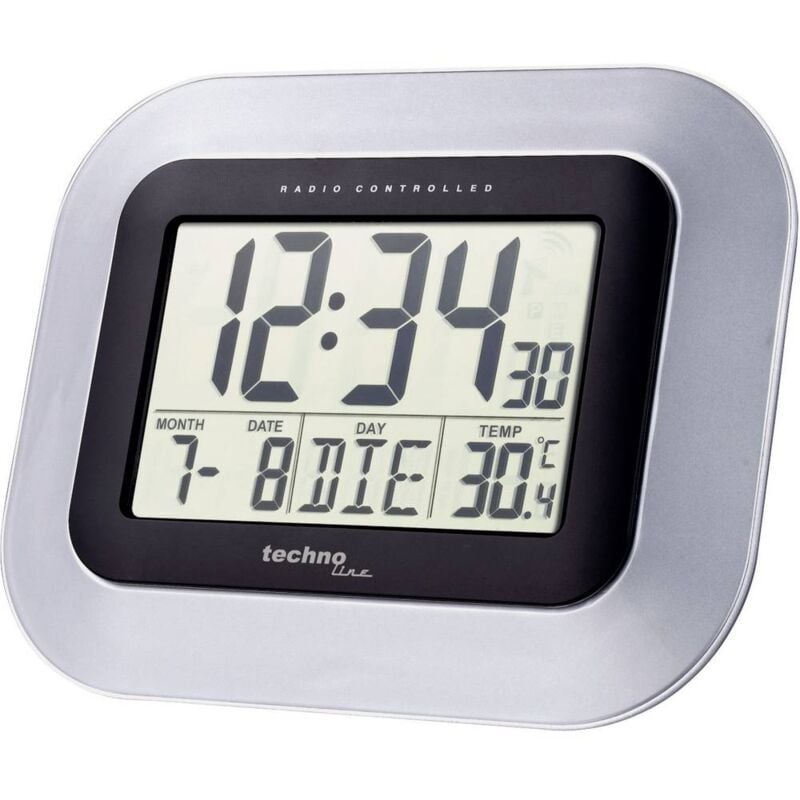 foto del prodotto technoline techno line ws 8005 radiocontrollato orologio da parete 228 mm x 180 mm x 28 mm argento, nero