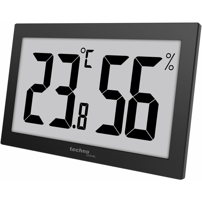 foto del prodotto technoline termometro digetales igrometro xxl, ws9465, display molto leggibile, nero con lcd jumbo per ufficio hotel foyer