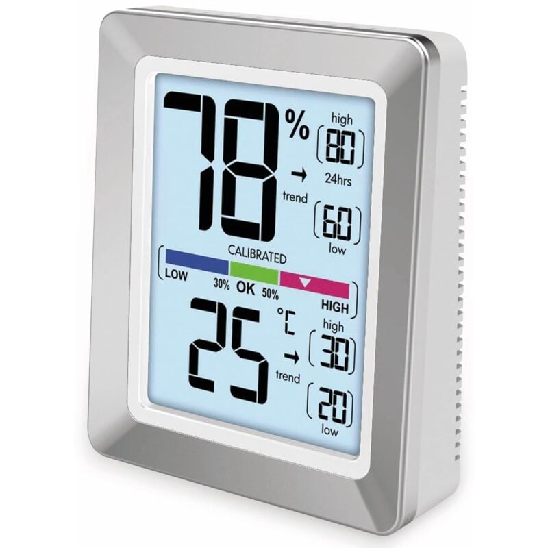 foto del prodotto technoline ws9460 pannello frontale moderno con display a colori, sensore touch per illuminazione, colore argento, 73 x 89 x 27 mm