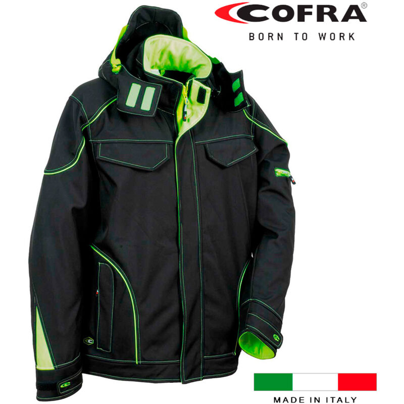 foto del prodotto tecka giacca softshell nero lime cofra taglia 58