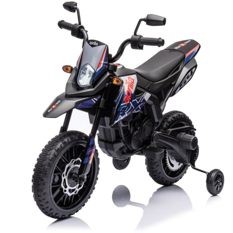 foto del prodotto tecnobike shop moto elettrica da bambino aprilia motocross rx125 blu