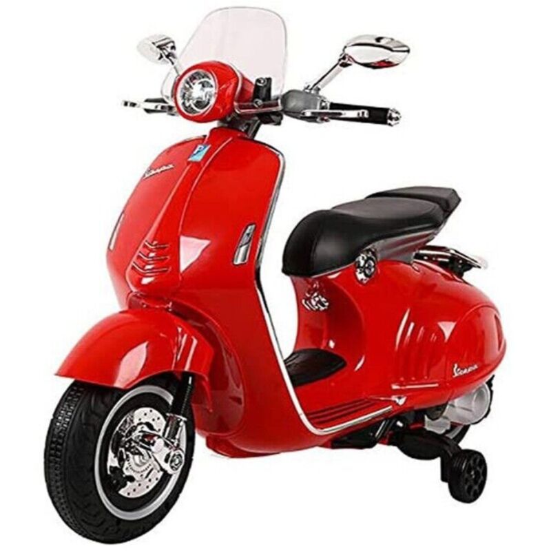 foto del prodotto tecnobike shop moto elettrica per bambini piaggio vespa 946 12v con parabrezza rosso