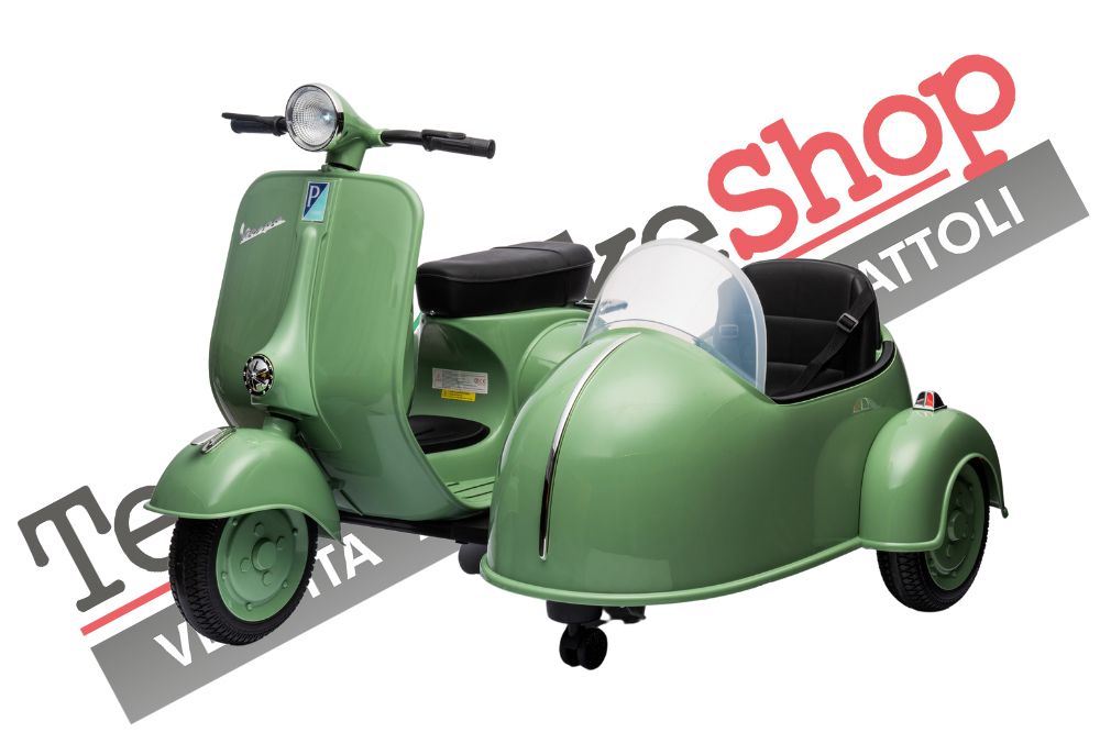 foto del prodotto tecnobike shop moto elettrica per bambini vespa sidecar big 12v verde
