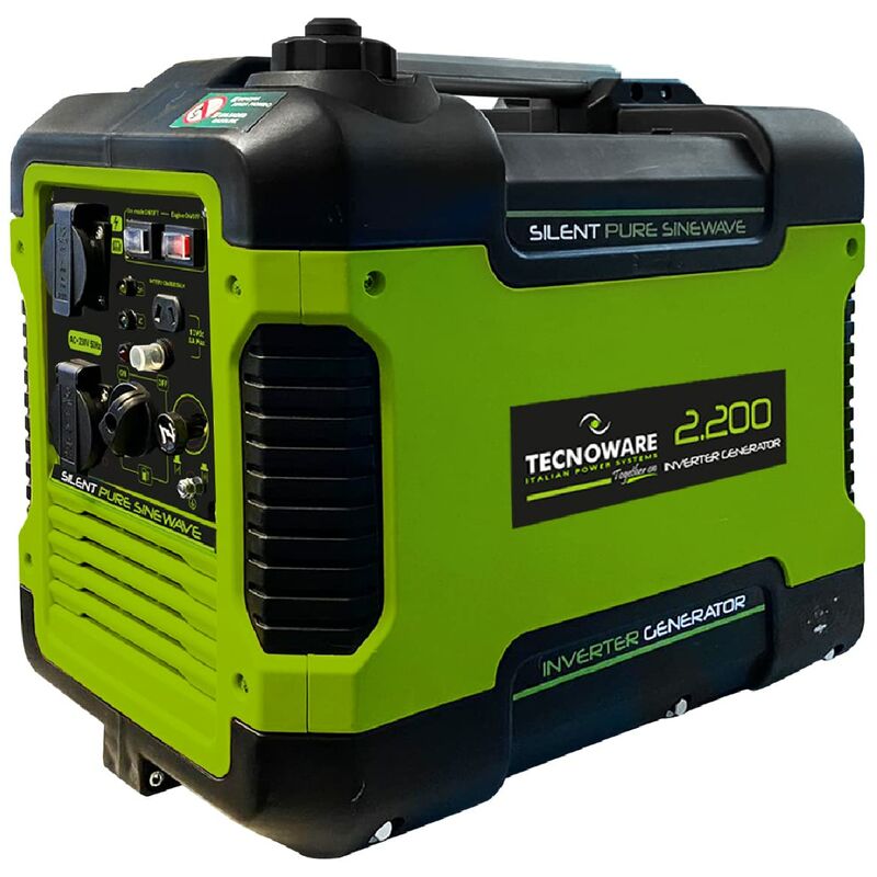 foto del prodotto tecnoware power systems generatore inverter silenziato 2200va monofase basso consumo eco speed control portatile e compatto per campeggi, verde