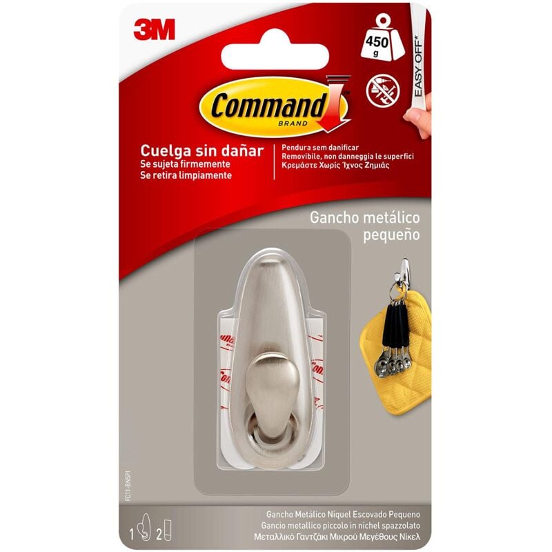 foto del prodotto tecnoweld command fc11 bn gancio adesivo piccolo, metallico classico, argento