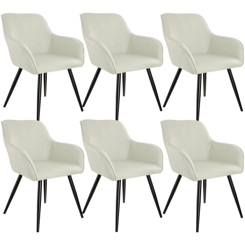 foto del prodotto tectake 6x sedie marilyn effetto lino, gambe nere sedia sala da pranzo, sedia soggiorno, sedia cucina