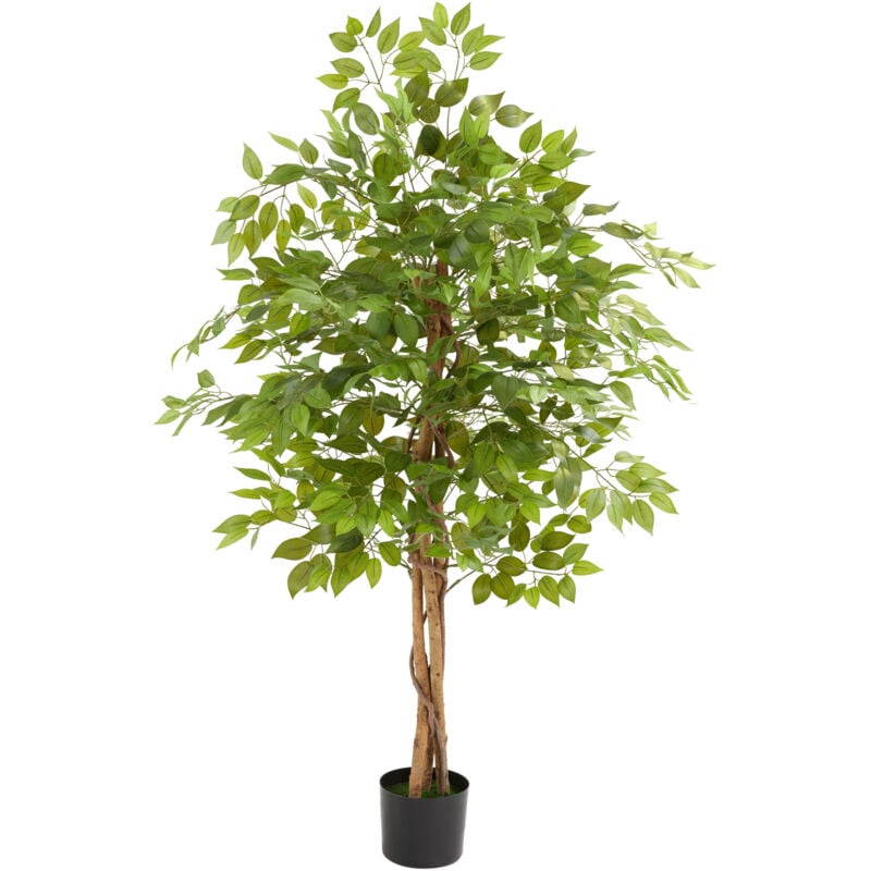 foto del prodotto tectake - albero di ficus artificiale fida, texture realistica - ficus in plastica, ficus in plastica, ficus artificiale - 160 cm