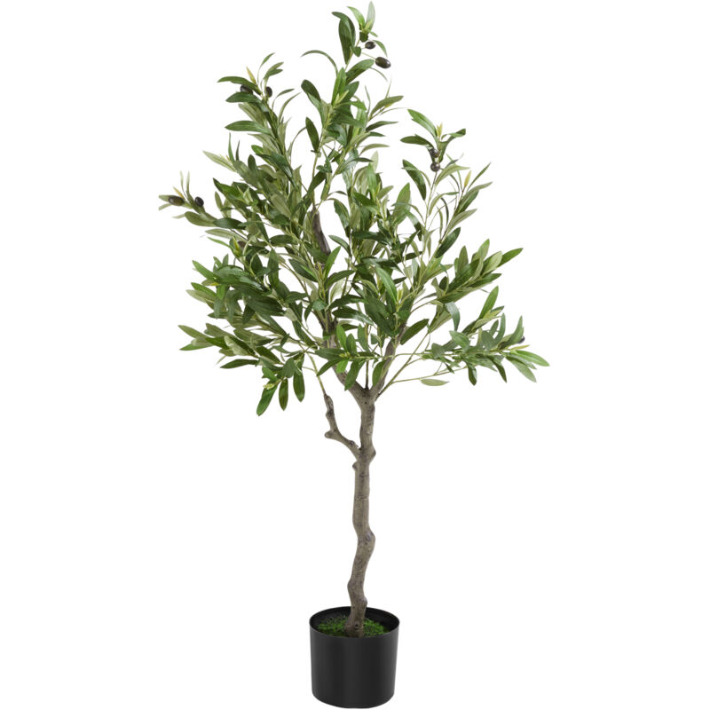 foto del prodotto tectake albero di ulivo artificiale oleand, texture realistica albero di ulivo in plastica, albero di ulivo artificiale, albero decorativo 120
