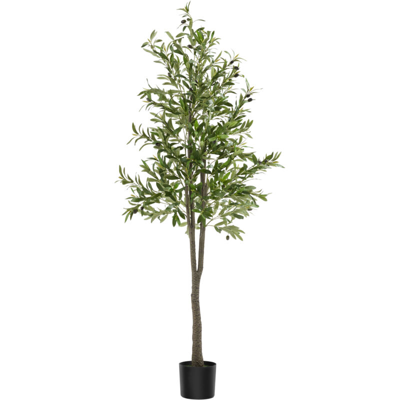 foto del prodotto tectake albero di ulivo artificiale oleand, texture realistica albero di ulivo in plastica, albero di ulivo artificiale, albero decorativo 180