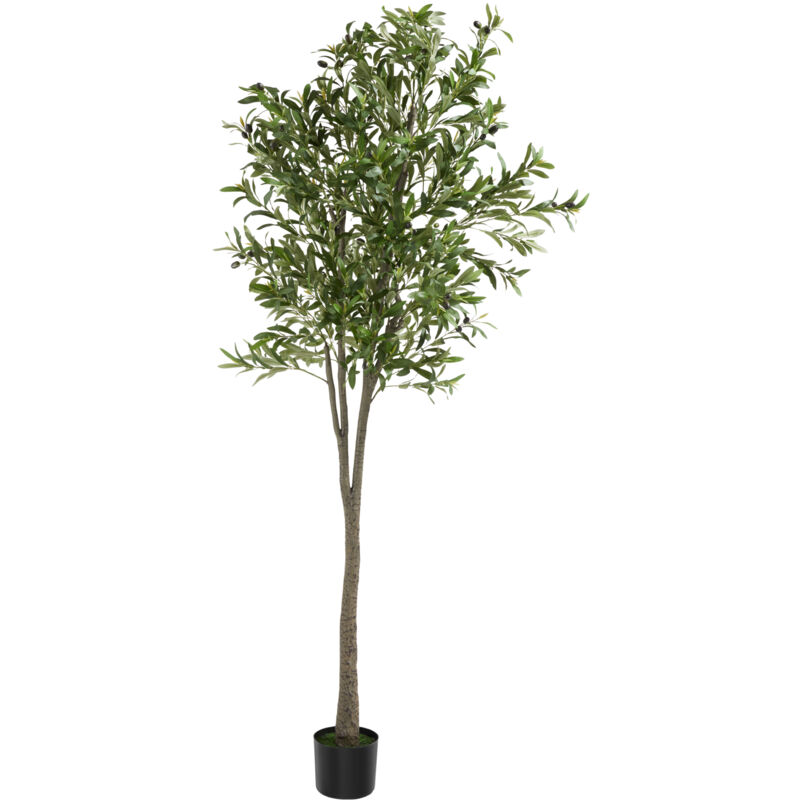 foto del prodotto tectake albero di ulivo artificiale oleand, texture realistica albero di ulivo in plastica, albero di ulivo artificiale, albero decorativo 210