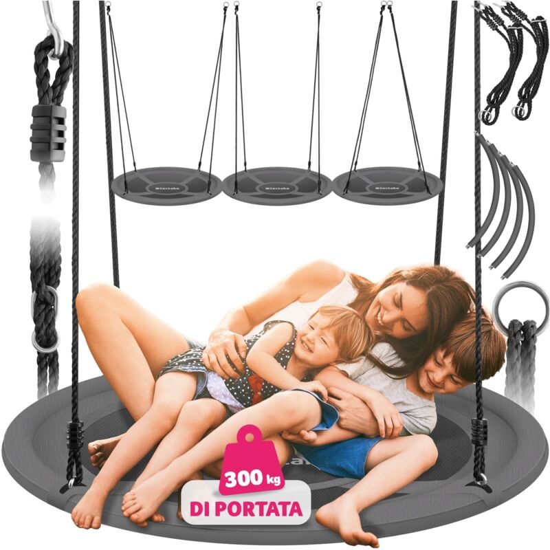 foto del prodotto tectake altalena a nido swayer, altezza regolabile, 300 kg altalena a nido, altalena, altalene da giardino 120 cm