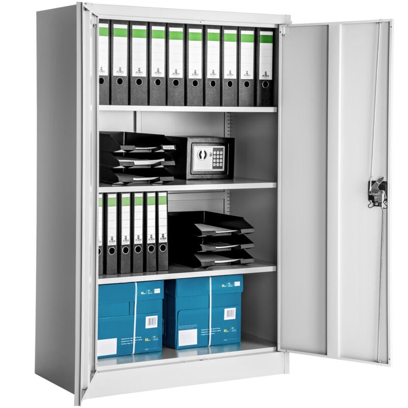 foto del prodotto tectake armadio portadocumenti a 4 scomparti 140 x 90 x 40 cm cassettiera porta documenti, armadio due ante, armadio ufficio