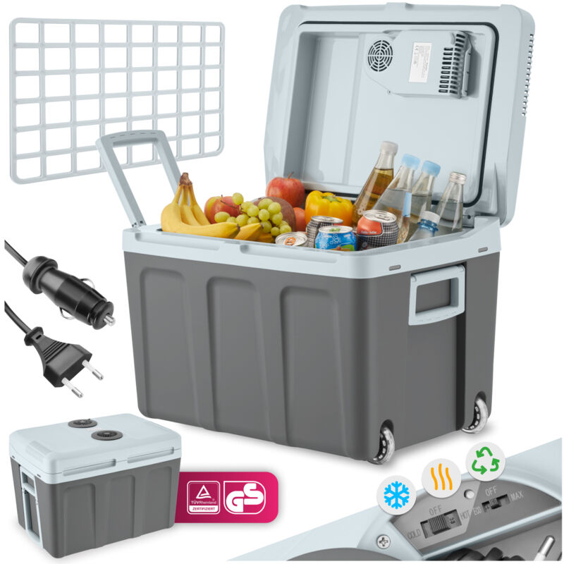foto del prodotto tectake box refrigerante e riscaldante elettrico con maniglie e ruote, 40 l frigorifero da campeggio, frigo da campeggio, scaldavivande da