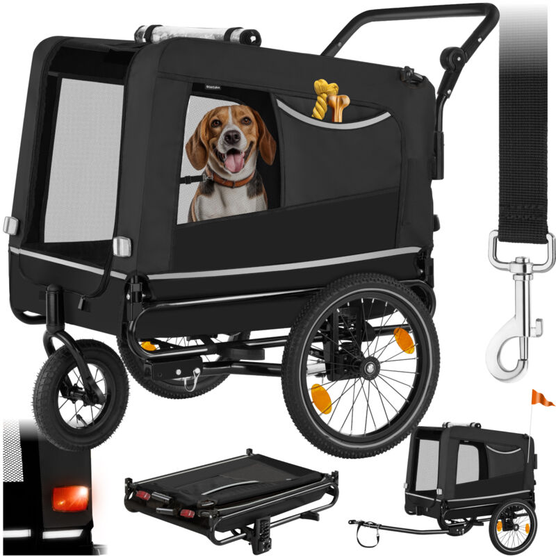 foto del prodotto tectake carrello per cani woofrider multifunzionale, ripiegabile, fino a 40 kg carrello per cani, passeggino per cani, jogger