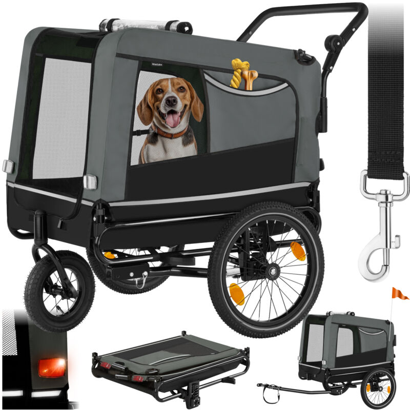 foto del prodotto tectake carrello per cani woofrider multifunzionale, ripiegabile, fino a 40 kg carrello per cani, passeggino per cani, jogger