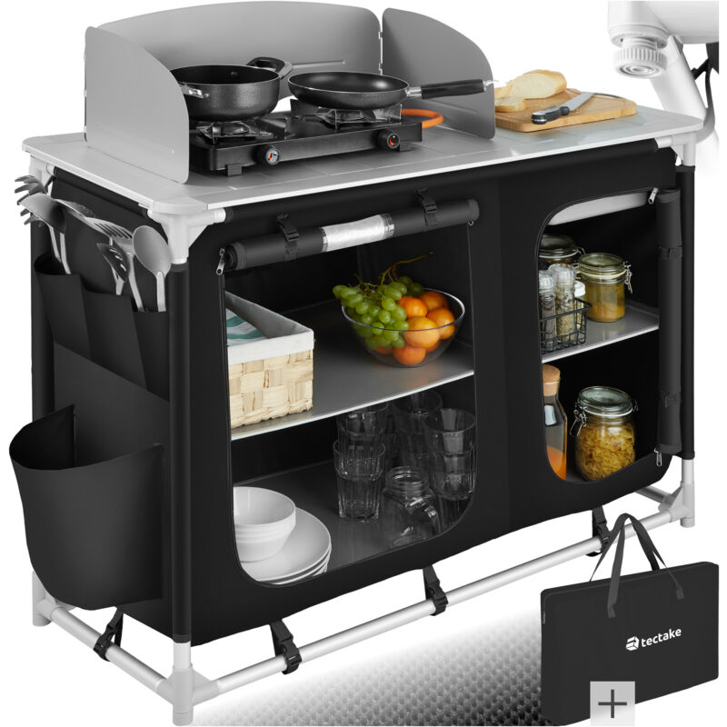 foto del prodotto tectake cucina da campeggio 116x52x107cm cucinotto campeggio, cucina campeggio