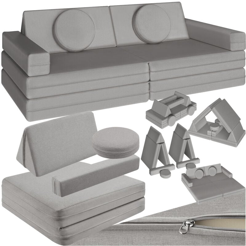 foto del prodotto tectake divano da gioco lilly, 8 pezzi, con funzione letto sof per bambini, gruppo di sedute per bambini, sof relax 120 cm