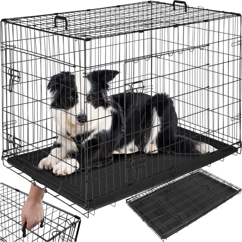 foto del prodotto tectake gabbia a griglia per cani luna, pieghevole, con 2 porte gabbia a griglia, gabbia, trasportino per cani 108 x 71 x 76 cm