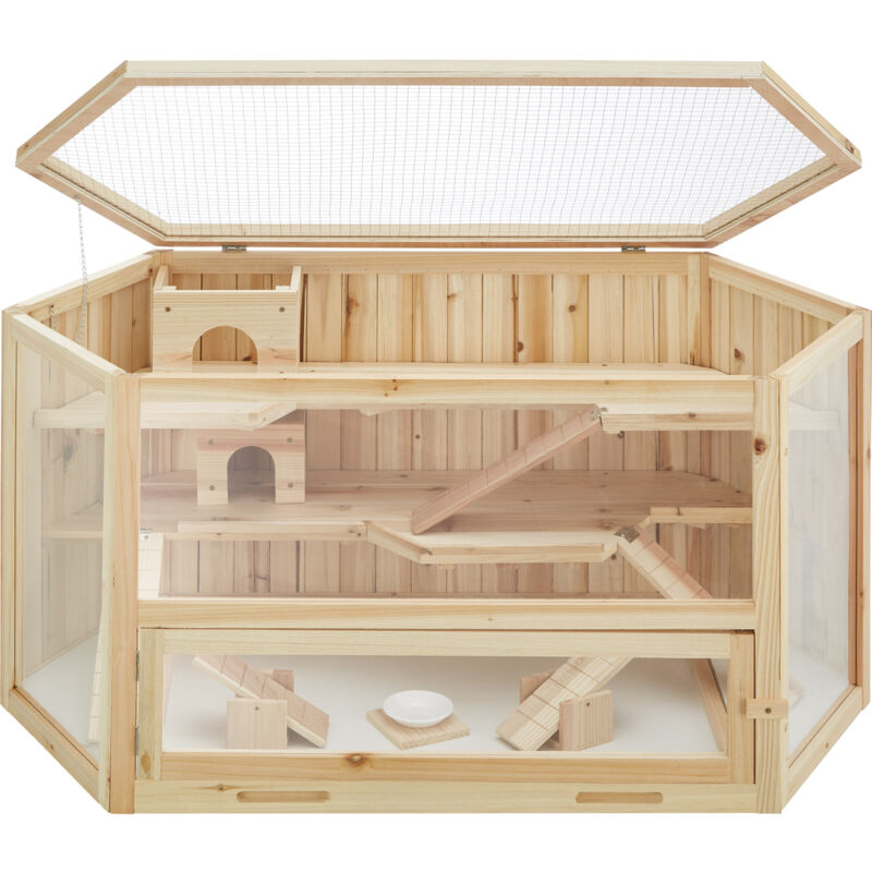 foto del prodotto tectake gabbietta per criceti in legno 115x60x58cm gabbia criceto, criceto gabbia, gabbia per criceto russo