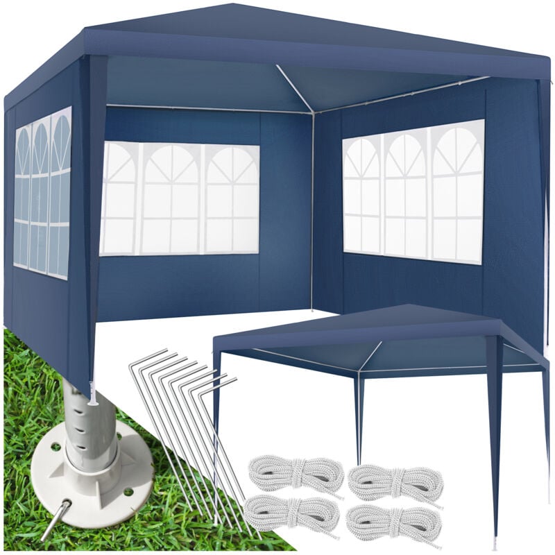 foto del prodotto tectake gazebo baraban 3 x 3 m con 3 pareti laterali padiglione, tenda da giardino, padiglione da giardino