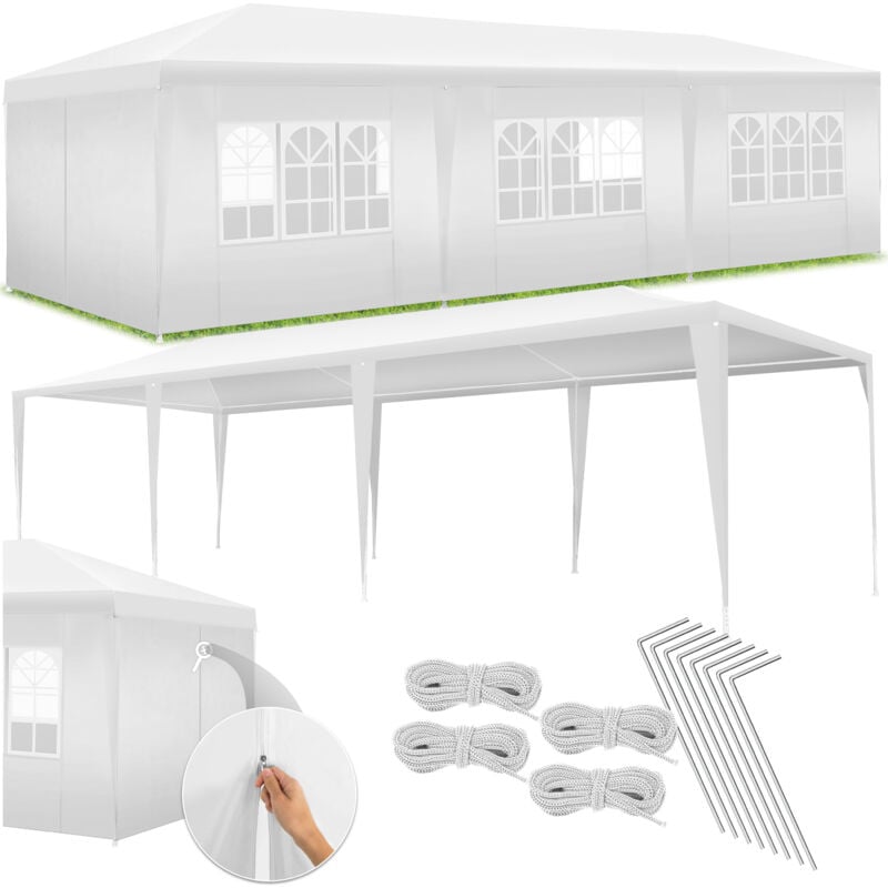 foto del prodotto tectake gazebo elasa 9 x 3 m con 8 pareti laterali padiglione, tenda da giardino, padiglione da giardino